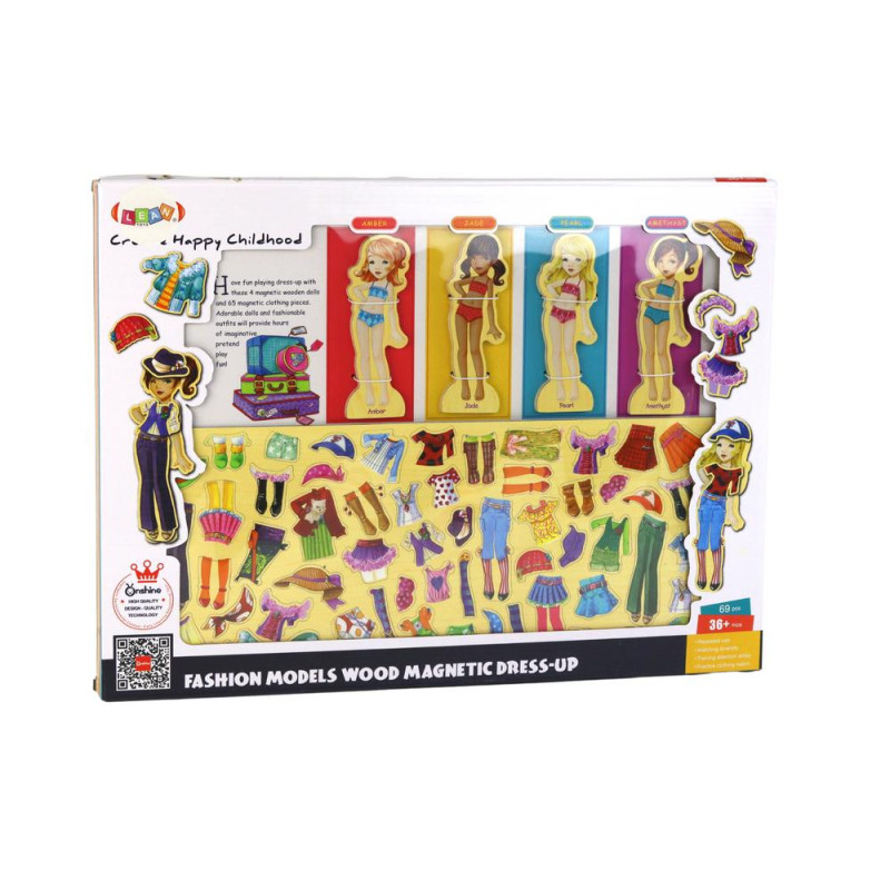 Puzzle Magnetyczne Lalki Ubrania Stylizacja 65 Elementów Ubioru