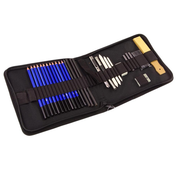 Zestaw Artystyczny Do Szkicowania Ołówki Akcesoria 32 El