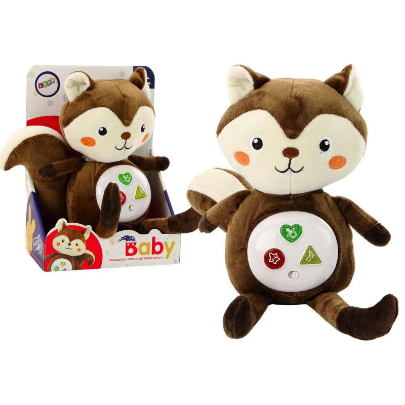 Pluszowa Wiewiórka Interaktywna Edukacyjna Usypiacz Przytulanka Melodie