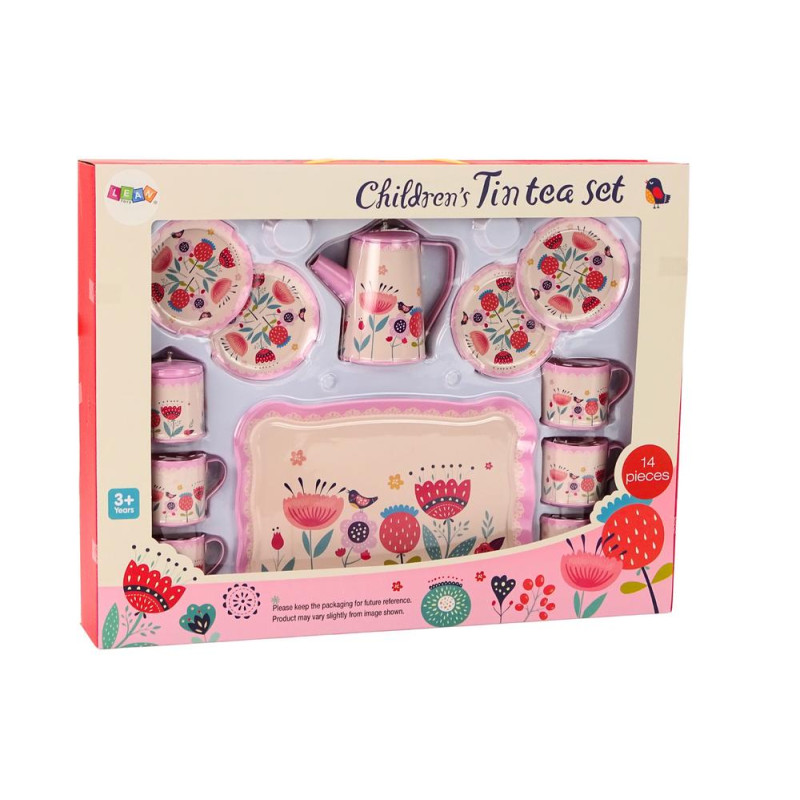 Zestaw Do Kawy Herbaty Filiżanki Czajnik Taca Różowy Kawiarnia 12 ele.