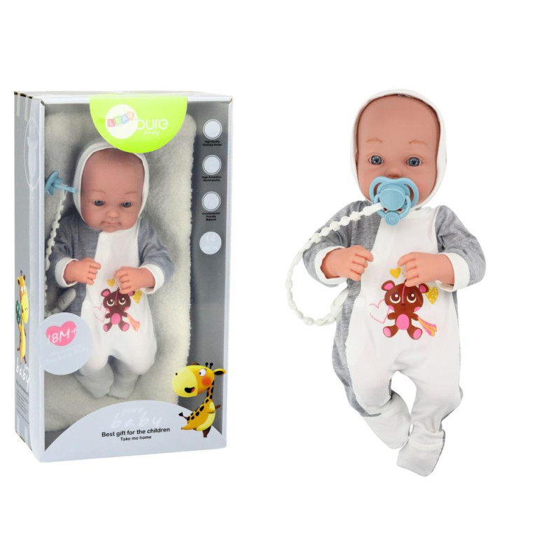 Lalka Bobas Ze Smoczkiem Kocyk Body Akcesoria Zestaw 35 cm