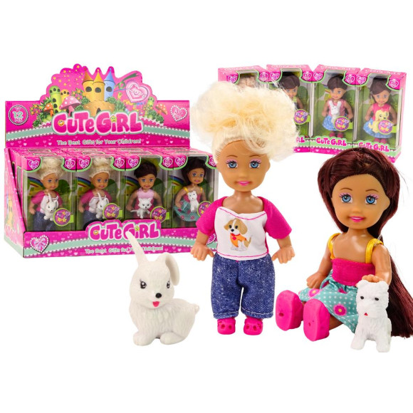 Mini Laleczka Długie Włosy Ubranko Kolorowe Zwierzątko