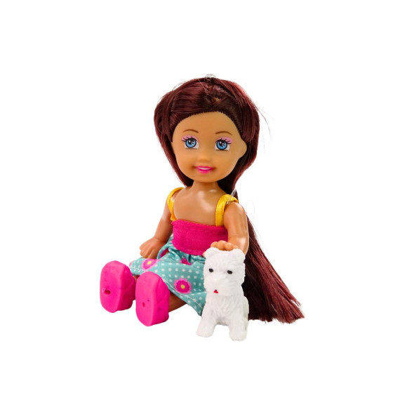 Mini Laleczka Długie Włosy Ubranko Kolorowe Zwierzątko