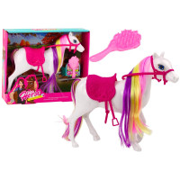 Figurka Konia Biały Koń Do Czesania Siodło Stajnia Farma Cute Horse