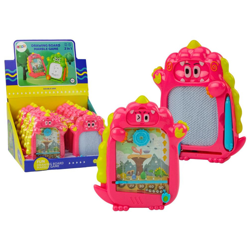 Tablica Do Rysowania Gra Kieszonkowa 2w1 Dinozaur Różowy