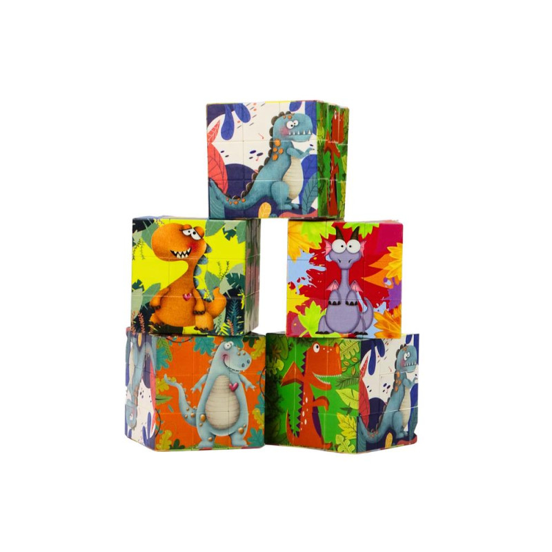 Magiczna Kostka Układanka Edukacyjna Dinozaury Puzzle Gra Logiczna