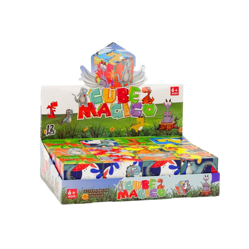 Magiczna Kostka Układanka Edukacyjna Dinozaury Puzzle Gra Logiczna