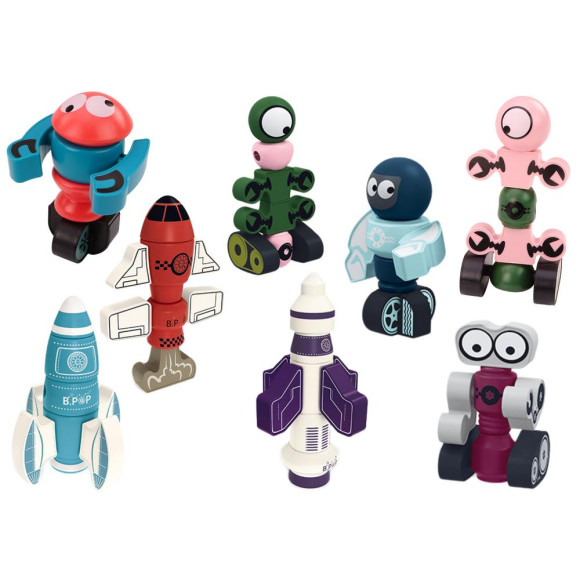 Klocki Magnetyczne Kosmos Rakieta Zestaw 56 ele. Magnetic Rocket Mix