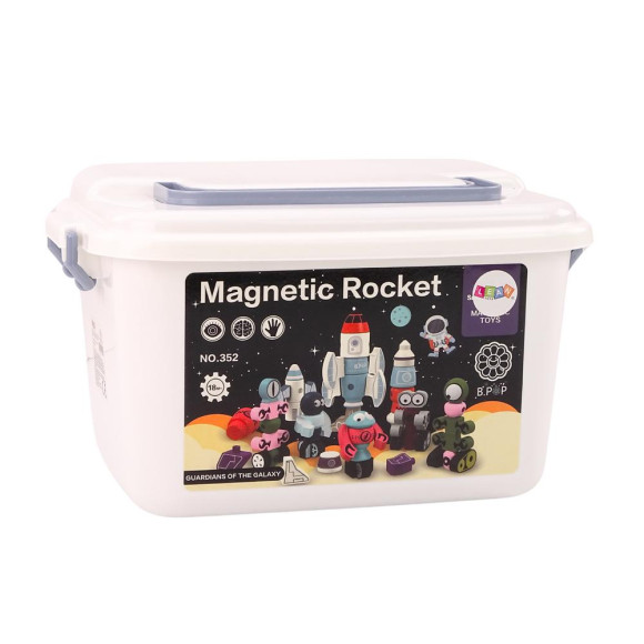 Klocki Magnetyczne Kosmos Rakieta Zestaw 56 ele. Magnetic Rocket Mix