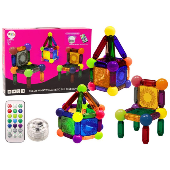 Zestaw Klocków Magnetycznych Z Podświetleniem 32 Elementy