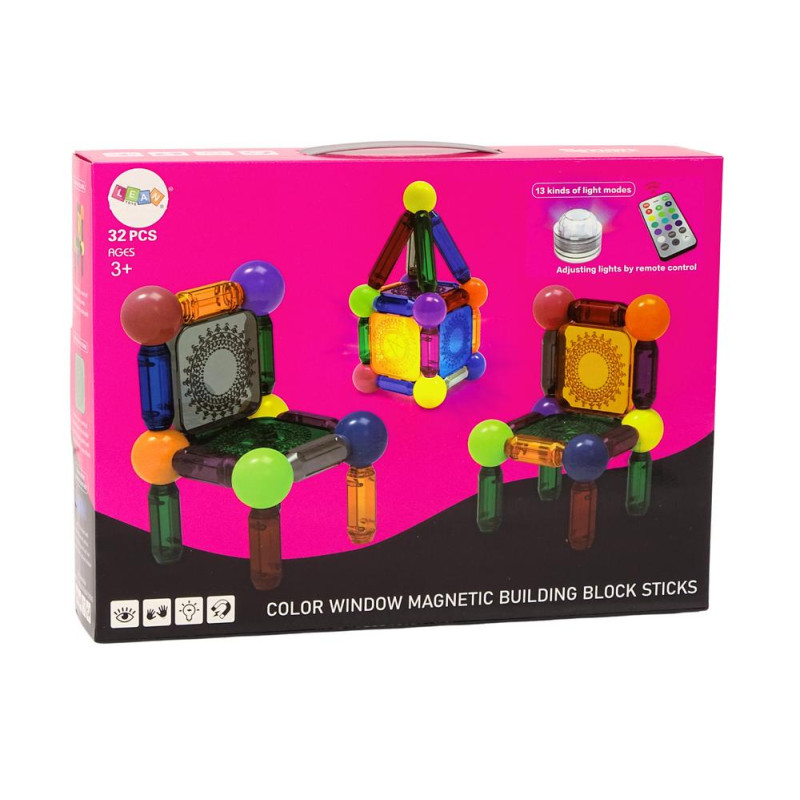 Zestaw Klocków Magnetycznych Z Podświetleniem 32 Elementy