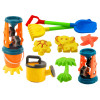 Zestaw Do Piasku Młynek Łopatka Grabki Konewka Foremki Wiaderko 10 el.