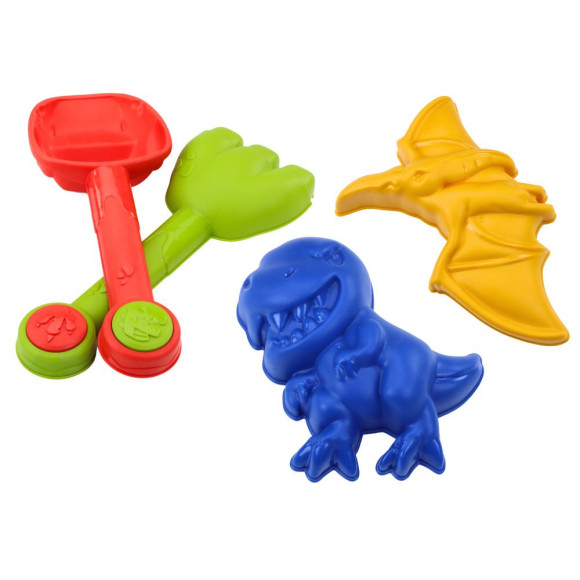 Zestaw Do Piasku Wiaderko Łopatka Grabki Foremki Dinozaury
