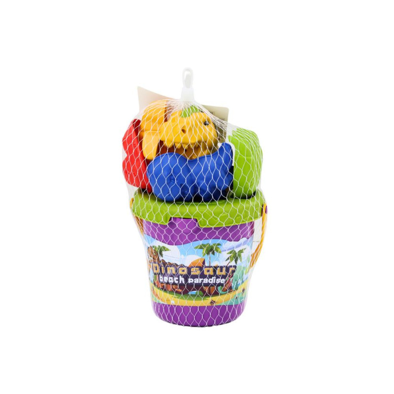 Zestaw Do Piasku Wiaderko Łopatka Grabki Foremki Dinozaury