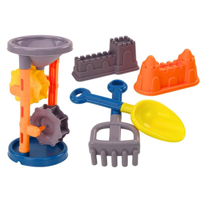 Zestaw Do Piasku Młynek Łopatka Grabki Foremki Pomarańczowy