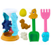 Zestaw Zabawek Do Piasku Młynek Łopatka Grabki Foremki Dinozaury