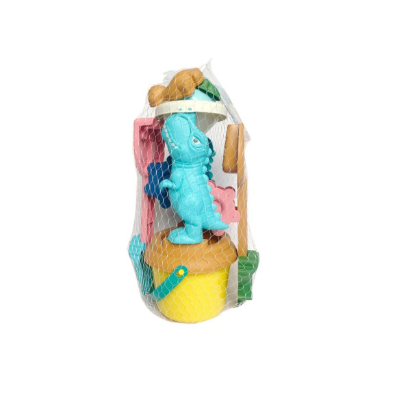 Zestaw Zabawek Do Piasku Młynek Wiaderko Foremki Dinozaury