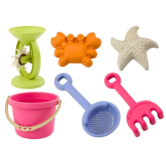 Zestaw Zabawek Do Piasku Wiaderko Młynek Sitko foremki Pastelowy