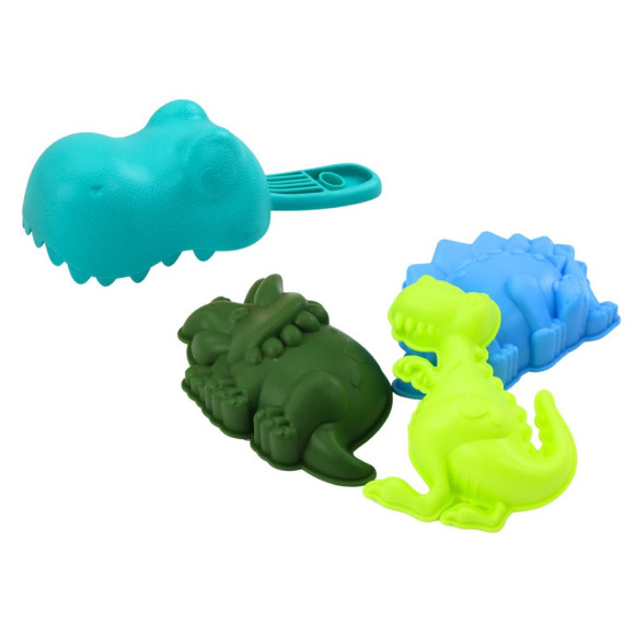 Zestaw Do Piasku Dinozaur Lejek Młynek Foremki Łopatka 7 ele.