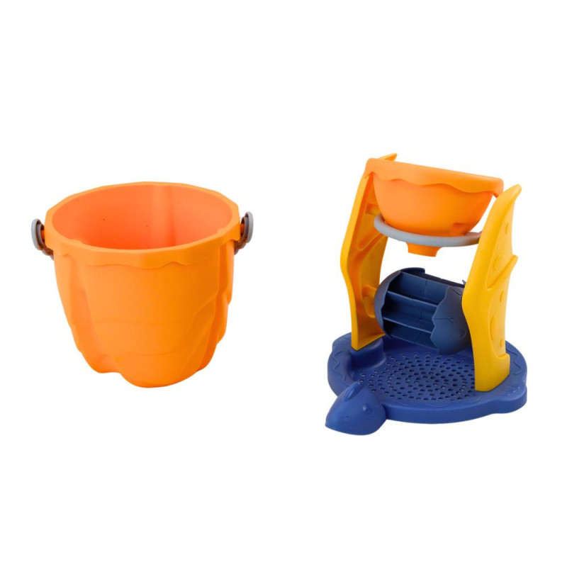 Zestaw Do Piasku Dinozaur Lejek Młynek Foremki Łopatka 7 ele.