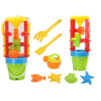 Zestaw Zabawek Do Piasku Duży Młynek Wiaderko Foremki Kolorowy