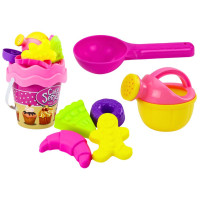 Zestaw Do Piasku Wiaderko Konewka Foremki Różowe Słodkości 8 ele.