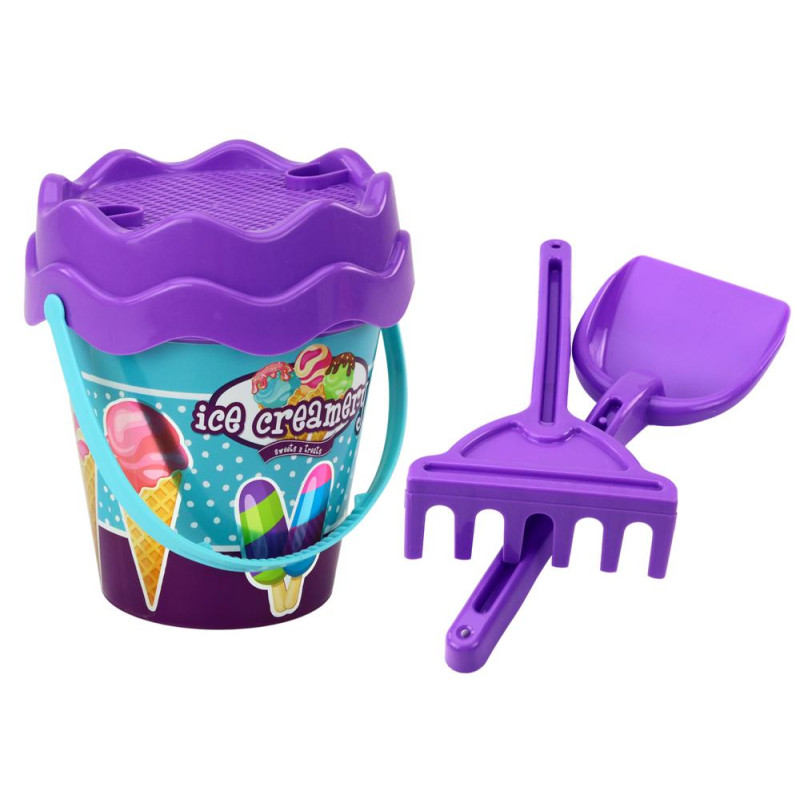 Zestaw Do Piasku Wiaderko Łopatka Grabki Konewka Lody