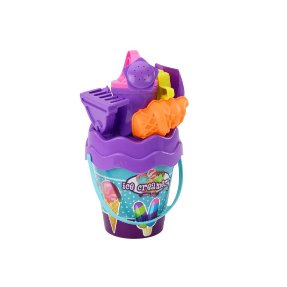 Zestaw Do Piasku Wiaderko Łopatka Grabki Konewka Lody