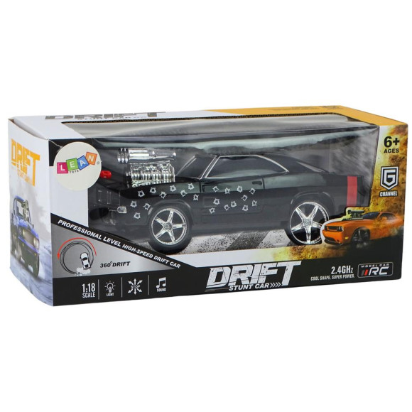 Autko Zdalnie Sterowane 1:18 Drift 360 Światła Dźwięki Czarny