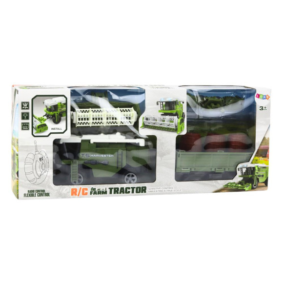 Kombajn Maszyna Rolnicza Zbożowa RC Zdalnie Sterowana Przyczepa Zielona