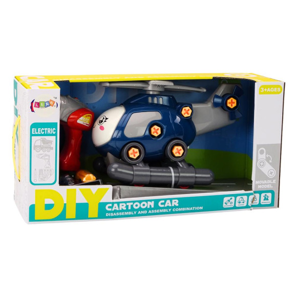 Helikopter Kreskówkowy Do Skręcania DIY Niebieski Helikopter Kreskówkowy Do Skręcania DIY Niebieski