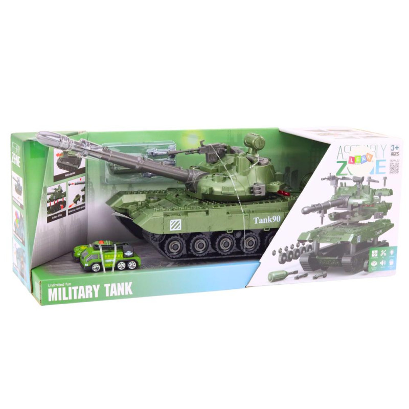 Czołg Pojazd Wojskowy DIY Do Rozkręcania Zielony Dźwięki Zestaw Resoraki