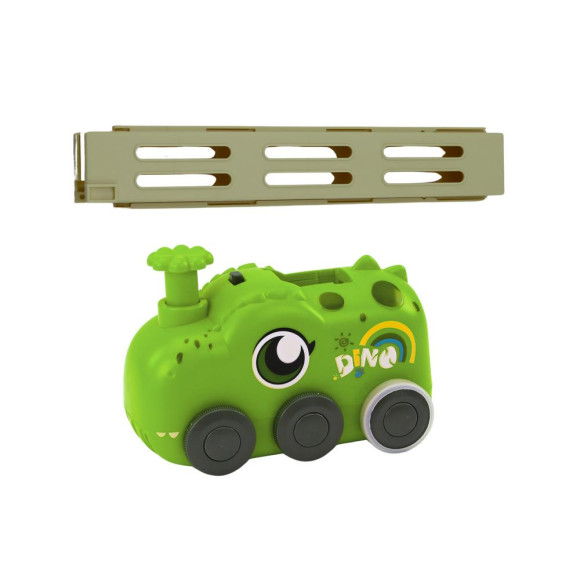 Autko Zielony Dinozaur na Baterie Układające Kolorowe Domino 4 Kolory Klocków