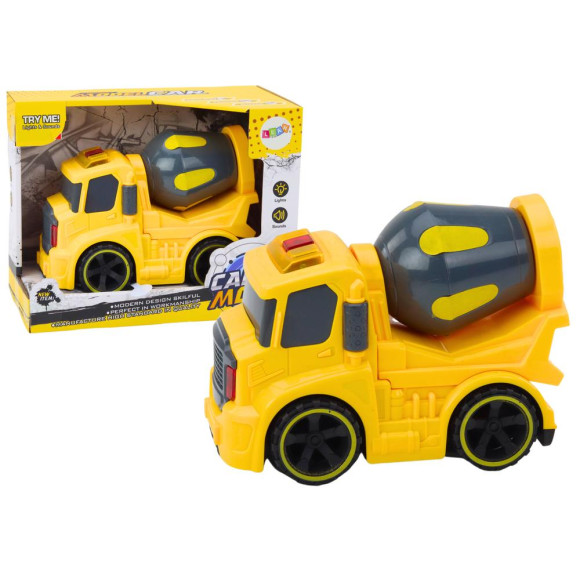 Autko Betoniarka Obracana Napęd Światła Dźwięki Żółta