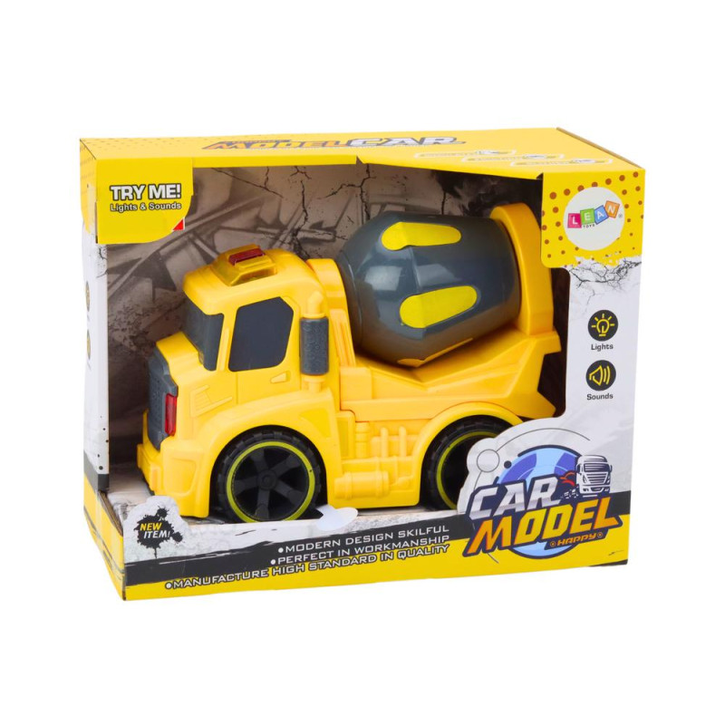 Autko Betoniarka Obracana Napęd Światła Dźwięki Żółta