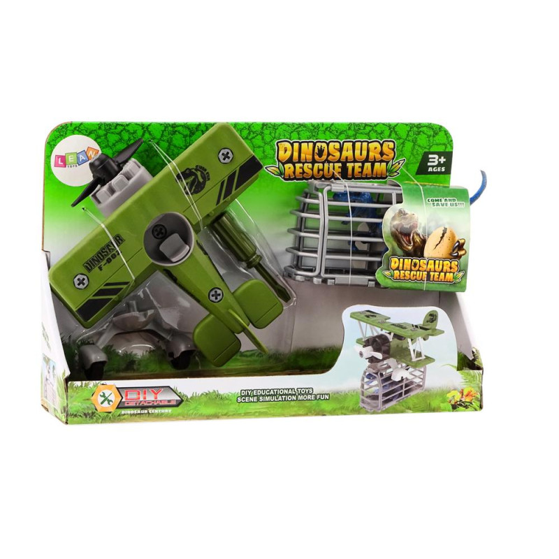 Samolot Awionetka Transport Dinozaurów Klatka Rozkręcany Zielony