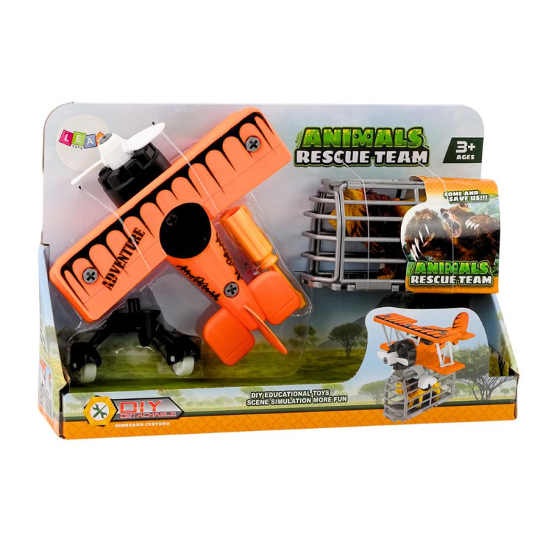 Samolot Awionetka Transport Zwierząt Klatka Lew Rozkręcany Pomarańczowy