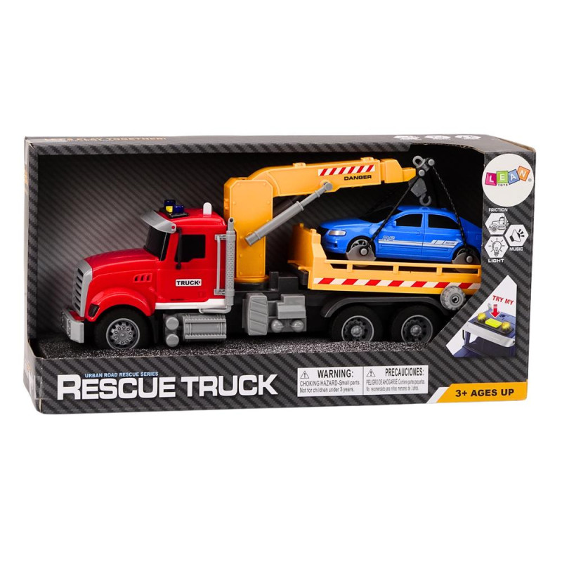 Ciężarówka Laweta Z Dźwigiem Na Auto Światła Dźwięki Napęd Czerwona