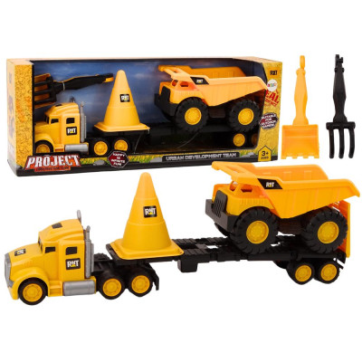 Zestaw Maszyn Budowlanych Ciężarówka Wywrotka Ruchome Żółty
