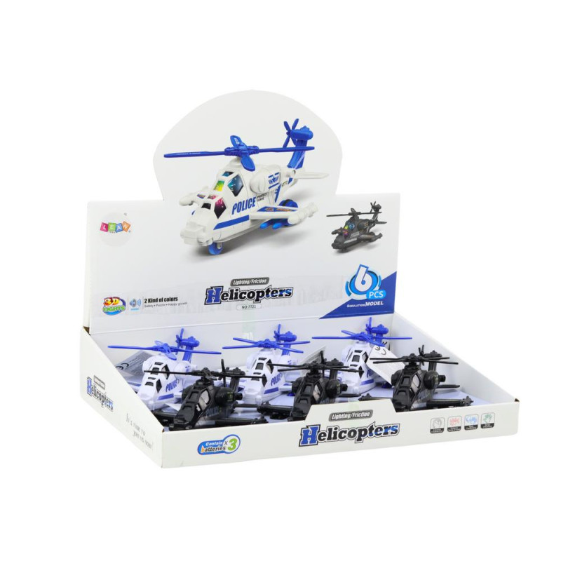 Helikopter Policyjny Biały lub Czarny Napęd Frykcyjny Światło i Dźwięk