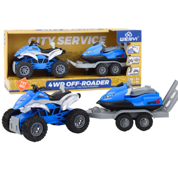 Quad z Przyczepą do przewozu Łodzi oraz Skuterem Wodnym