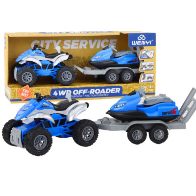 Quad z Przyczepą do przewozu Łodzi oraz Skuterem Wodnym