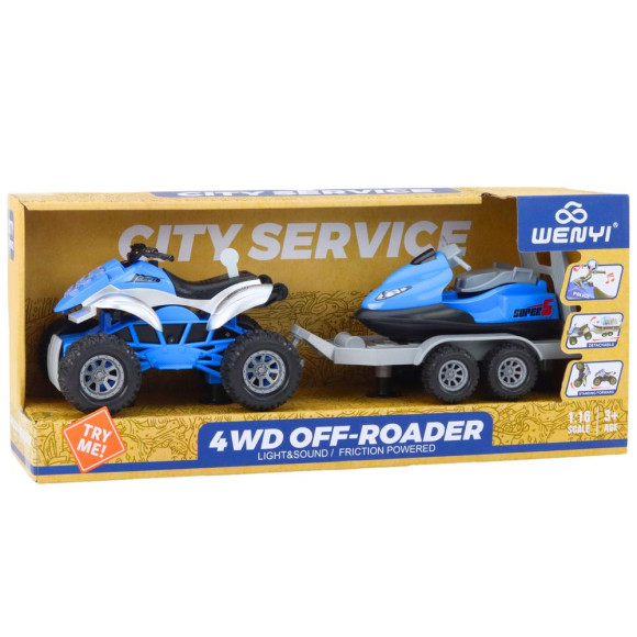 Quad z Przyczepą do przewozu Łodzi oraz Skuterem Wodnym