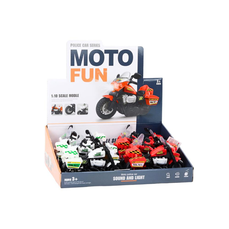 Motocykl Policyjny 1:10 Światła Dźwięki Biały Czerwony