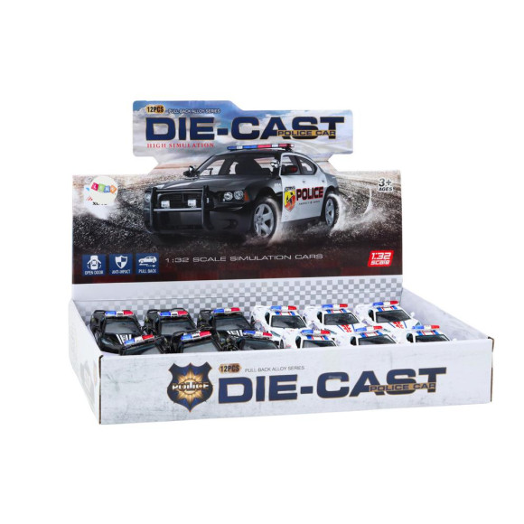 Auto Radiowóz Samochód Policyjny Metalowy 1:32 Napęd Mix