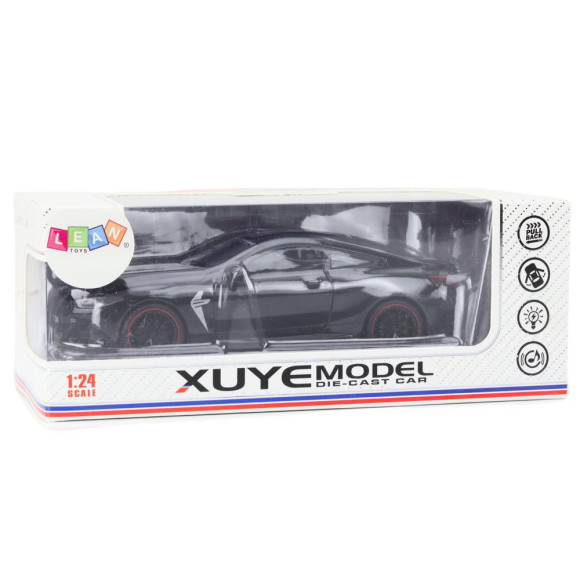 Auto Sportowe Metalowe Napęd Frykcyjny Otwierane Elementy 1:24 Czarne