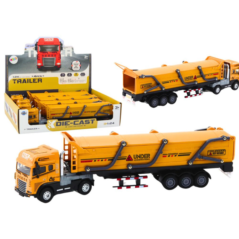 Ciężarówka Z Przyczepą TIR Pojazd Transportowy 1:24  Dźwięki Światła Żółta
