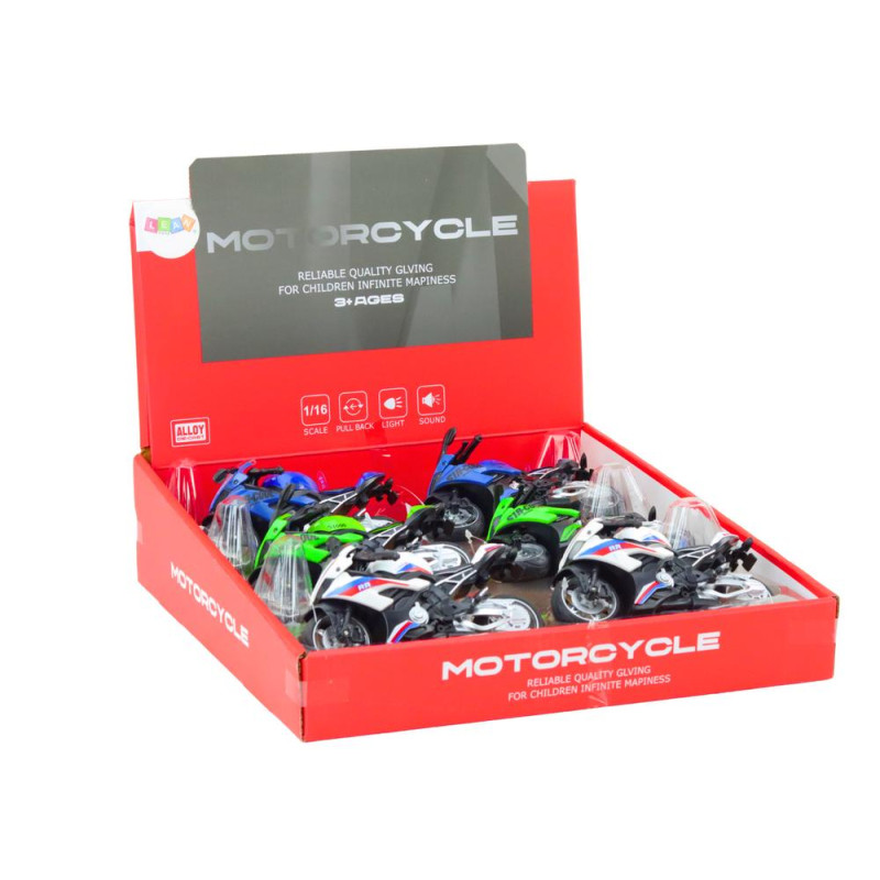 Motocykl Sportowy z Napędem Frykcyjnym 3 Kolory Biały Zielony Niebieski