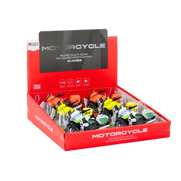 Motocykl Sportowy z Napędem Frykcyjnym 3 Wzory Żółty Pomarańczowy Biały