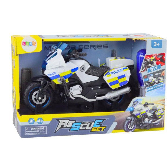 Motocykl Do Skręcania Policyjny DIY Światła Dźwięki Biały Motocykl Do Skręcania Policyjny DIY Światła Dźwięki Biały